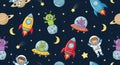 Outer Space Adventures Kids Theme Seamless Pattern High Res Fabric Digital Design Royalty Free Stock Photo