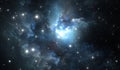 Outer space background with blue nebula and stars