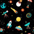Outer space - colorful flat design style pattern