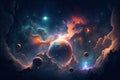 outer space with constellations, galaxies, planets and nebulae. Generative AI Royalty Free Stock Photo