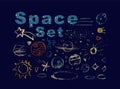 Outer Space Doodle Vector Illustration Set. Hand drawn vector illustration Royalty Free Stock Photo