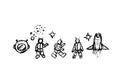 Outer Space Doodle Vector Illustration Set. Hand drawn vector illustration Royalty Free Stock Photo