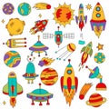 Outer space doodles colorful cute collection