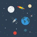 Flat Style Outer Space Vector Illustration Royalty Free Stock Photo