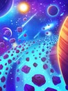 Outer Space. Fiction Backdrop. Concept Art. Realistic Illustration Royalty Free Stock Photo