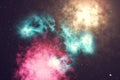 Outer space is filled with infinite number of stars, galaxies, nebulae. Beautiful colorful background. 3d rendering Royalty Free Stock Photo