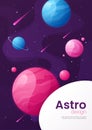 Outer space futuristic cartoon background, cover, brochure templ