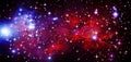 Outer space, galaxy, universe, astronomy, science fiction, space, cluster of stars, radiance, bright stars, red, blue,black Royalty Free Stock Photo