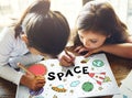 Outer Space Icons Drawing Graphics Concept Royalty Free Stock Photo