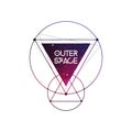 Outer Space scientific template with logo area. Hipster triangles and interlocking circles with space texture. Vector