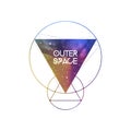 Outer Space scientific template with logo area. Hipster triangles and interlocking circles with space texture. Vector