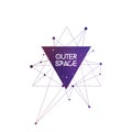 Outer Space scientific template with logo area. Hipster triangles and interlocking circles with space texture. Vector design for