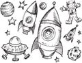 Outer Space Sketch Set Royalty Free Stock Photo