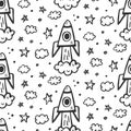 Outer Space travel seamless pattern