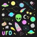 Outer space vector illustration set Royalty Free Stock Photo