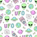 Outer space vector seamless pattern Royalty Free Stock Photo