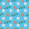 Outer space vector seamless pattern design on blue background Royalty Free Stock Photo