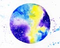 Outer space. Watercolor Royalty Free Stock Photo