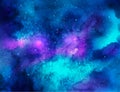 Outer space. Watercolor Royalty Free Stock Photo