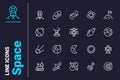 Outer and unknown space icons set