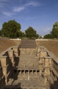 Outer view of Rani ki vav, an intricately constructed stepwell on the banks of Saraswati River. Patan in Gujarat, India Royalty Free Stock Photo