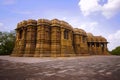 Outer view of the Sun Temple on the bank of the river Pushpavati. Built in 1026 - 27 AD, Modhera village of Mehsana district, Guj Royalty Free Stock Photo