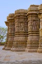 Outer view of the Sun Temple. Built in 1026 - 27 AD during the reign of Bhima I of the Chaulukya dynasty, Modhera, Mehsana, Gujar Royalty Free Stock Photo