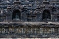 Outer wall detail of Borobudur temple, Java, Indonesia Royalty Free Stock Photo