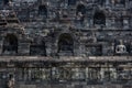 Outer wall detail of Borobudur temple, Java, Indonesia Royalty Free Stock Photo
