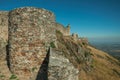 Outer walls and towers over rocky hill at the Marvao Castle Royalty Free Stock Photo