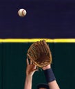 Outfielder hand catching baseball Royalty Free Stock Photo