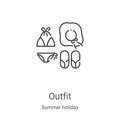 Outfit icon vector from summer holiday collection. Thin line Outfit outline icon vector illustration. Linear symbol for use on web