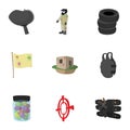 Outfit paintball icons set, cartoon style