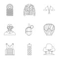 Outfit paintball icons set, outline style