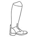 Outfit rider clothes for jockey boots illustration in line style coloring book