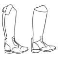 Outfit rider clothes for jockey boots illustration in line style coloring book