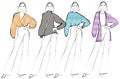 Outfits Sketch Woman autumn clothes Printed Jersey Fashion Illustration on a white background