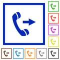 Outgoing call framed flat icons Royalty Free Stock Photo