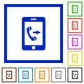 Outgoing mobile call flat framed icons Royalty Free Stock Photo