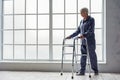 Outgoing pensioner keeping gutter frame in hospital