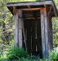Outhouse in the woods Royalty Free Stock Photo