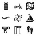 Outing icons set, simple style