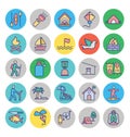 Outing and journey isolated vector icons set that can easily modify or edit