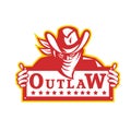 Outlaw Holding Sign Retro Royalty Free Stock Photo
