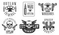 Outlaw Street Criminal Retro Labels Set, Ghetto Warriors Black Badges Vector Illustration Royalty Free Stock Photo