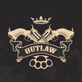 Outlaw. Two revolvers on grunge background. Royalty Free Stock Photo