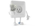 Outlet character with money