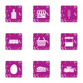 Outlet icons set, grunge style Royalty Free Stock Photo
