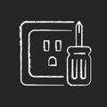 Outlet repair chalk white icon on dark background Royalty Free Stock Photo