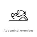 outline abdominal exercises vector icon. isolated black simple line element illustration from gym and fitness concept. editable